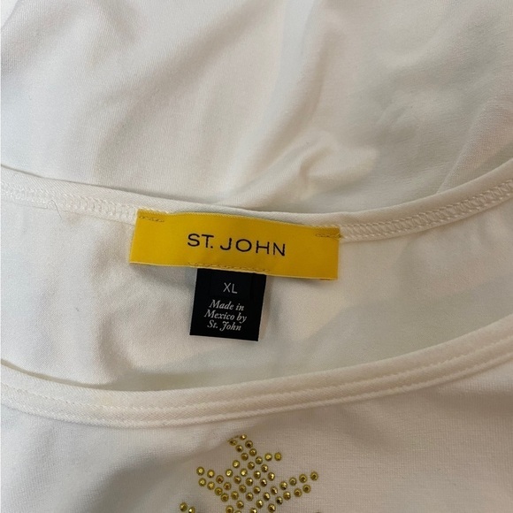 St John Pineapple Rhinestone Jersey Knit Tee - Picture 5 of 6